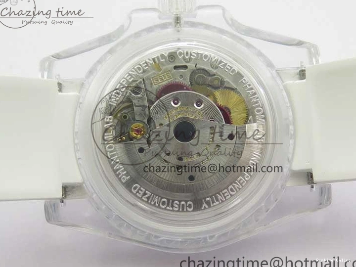 0512 Submariner Phantomlab Transparent KZF Best Edition Deep Blue Dial on White Rubber Strap VR WellDesigned 2568